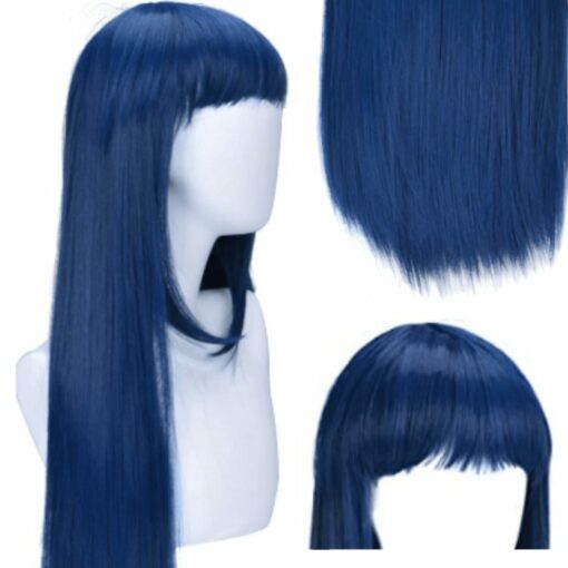 Blue cosplay wig Long straight 3