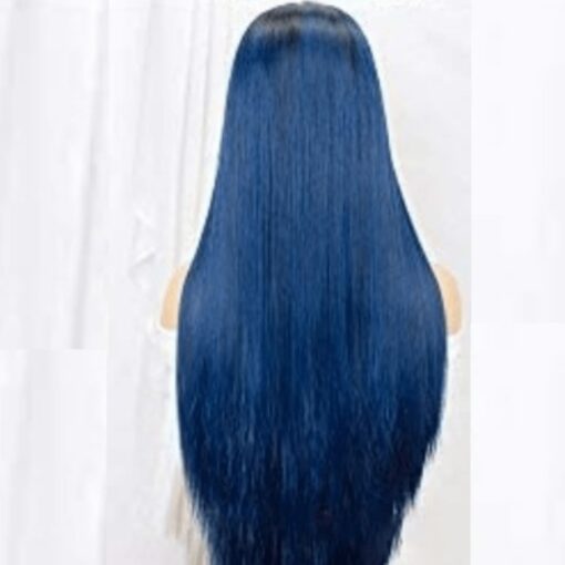 Blue ombre lace front wig long straight 2