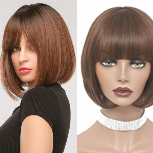 Brown Bob Wig With Bangs3