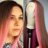 Brown and pink wig long straight 1