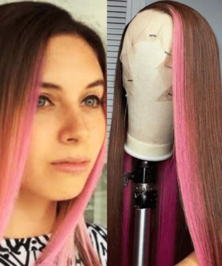 Brown and pink wig-long straight 1