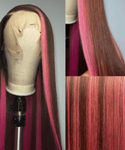 Brown and pink wig long straight 2