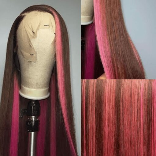 Brown and pink wig-long straight 2