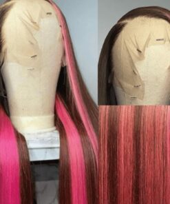 Brown and pink wig long straight 3