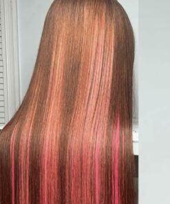 Brown and pink wig long straight 4