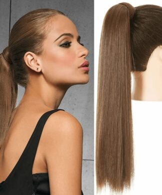 Brown ponytail wig-Long straight 1