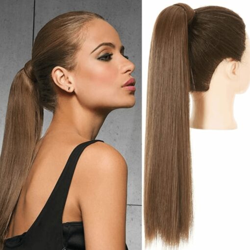 Brown ponytail wig-Long straight 1