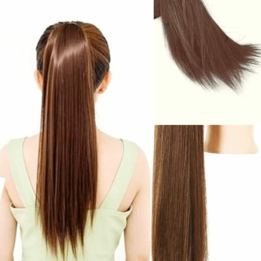 Brown ponytail wig Long straight 2