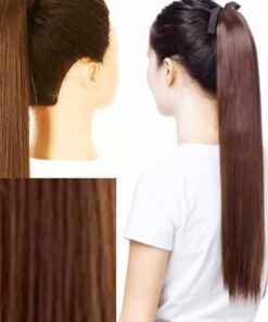 Brown ponytail wig Long straight 4