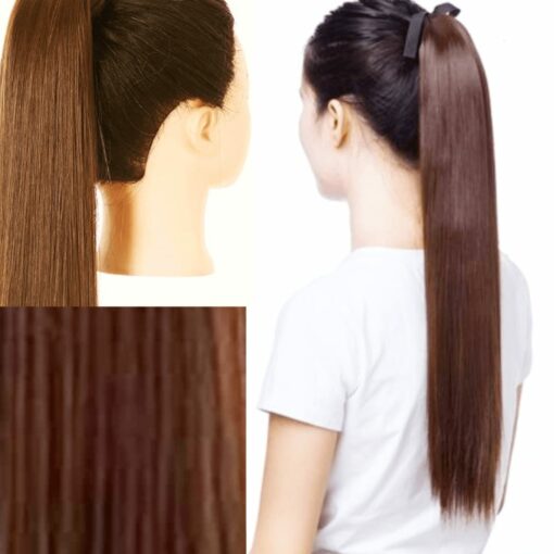 Brown ponytail wig-Long straight 4