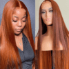 Brunt Orange front lace wig straight long1
