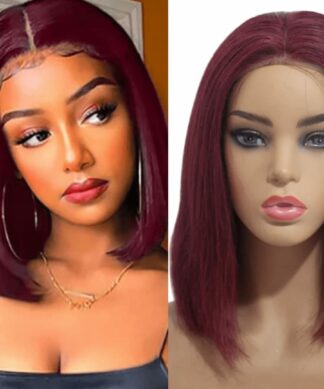 Burgundy bob wig-straight 1