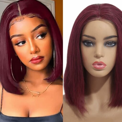 Burgundy bob wig-straight 1