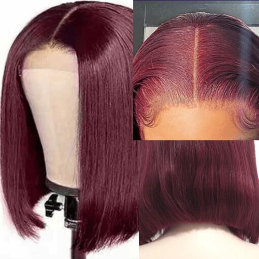Burgundy bob wig-straight 3