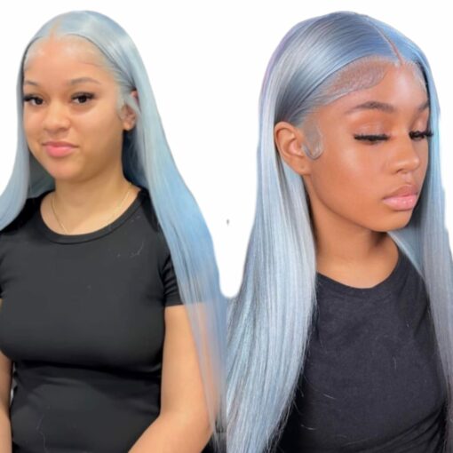 Candy Colored Hair Straight blue wig 1
