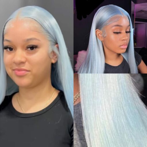Candy Colored Hair Straight blue wig 3