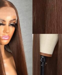 Chocolate brown wig long straight 3
