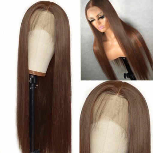 Chocolate brown wig long straight 4