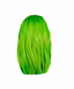 Green and pink wig long straight 4