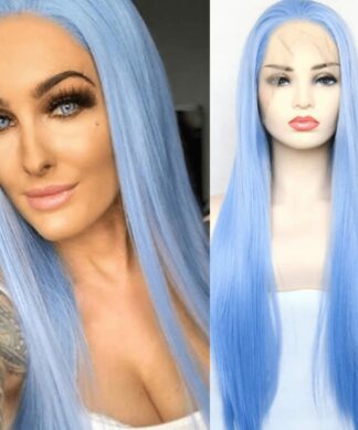 Ice blue wig Long straight1