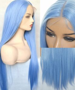 Ice blue wig Long straight2