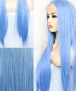 Ice blue wig Long straight3