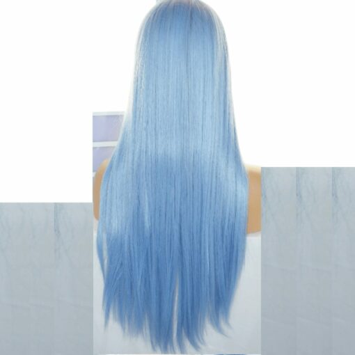 Ice blue wig Long straight4