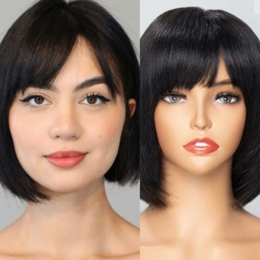 Layered Bob Side Bangs Wig-Black Straight1