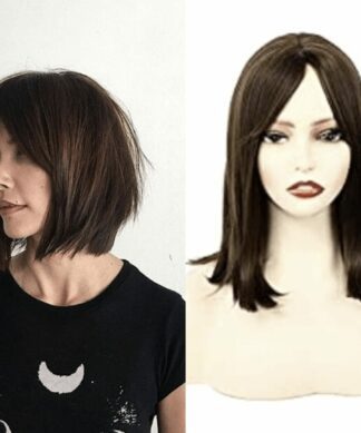 Layered Bob With Curtain Bangs-Black Straight 1