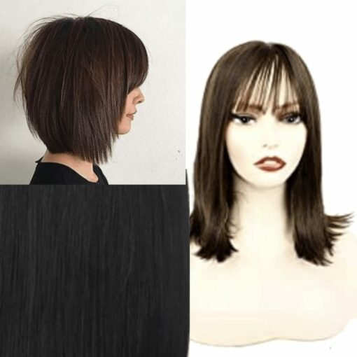 Layered Bob With Curtain Bangs-Black Straight 2