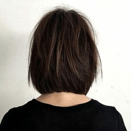 Layered Bob With Curtain Bangs-Black Straight 4