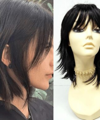 Layered Choppy Bob With Bangs Wig-Black Straight1