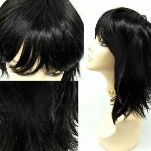 Layered Choppy Bob With Bangs Wig-Black Straight2