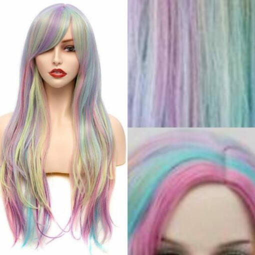 Multi colored wig longstraight3