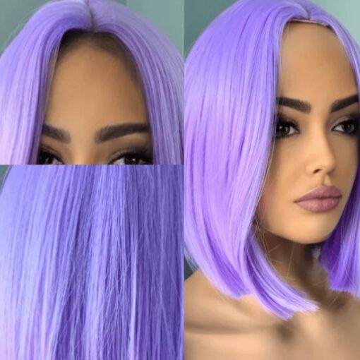 Purple Bob Hair-wig Straight 3