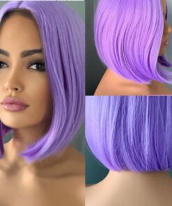Purple Bob Hair wig Straight4