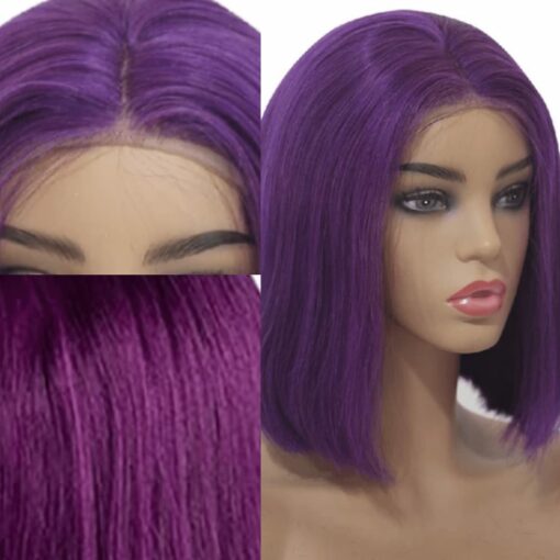 Purple bob wig straight 2