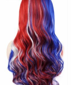 Red white and blue wig long straight 3