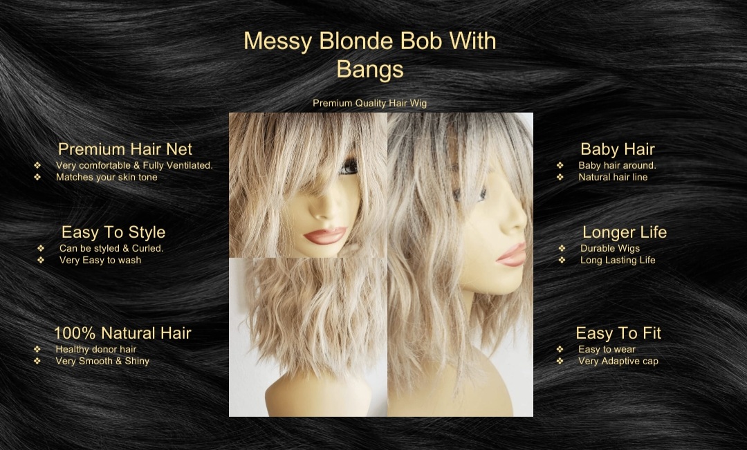 Messy Blonde Bob With Bangs