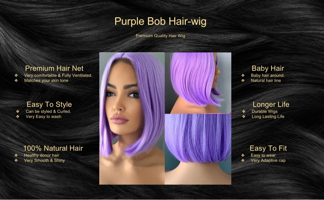 Purple Bob Hair-wig