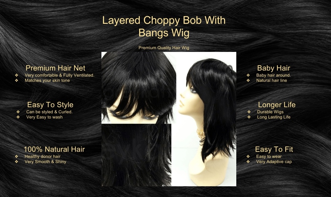 Layered Choppy Bob With Bangs Wig