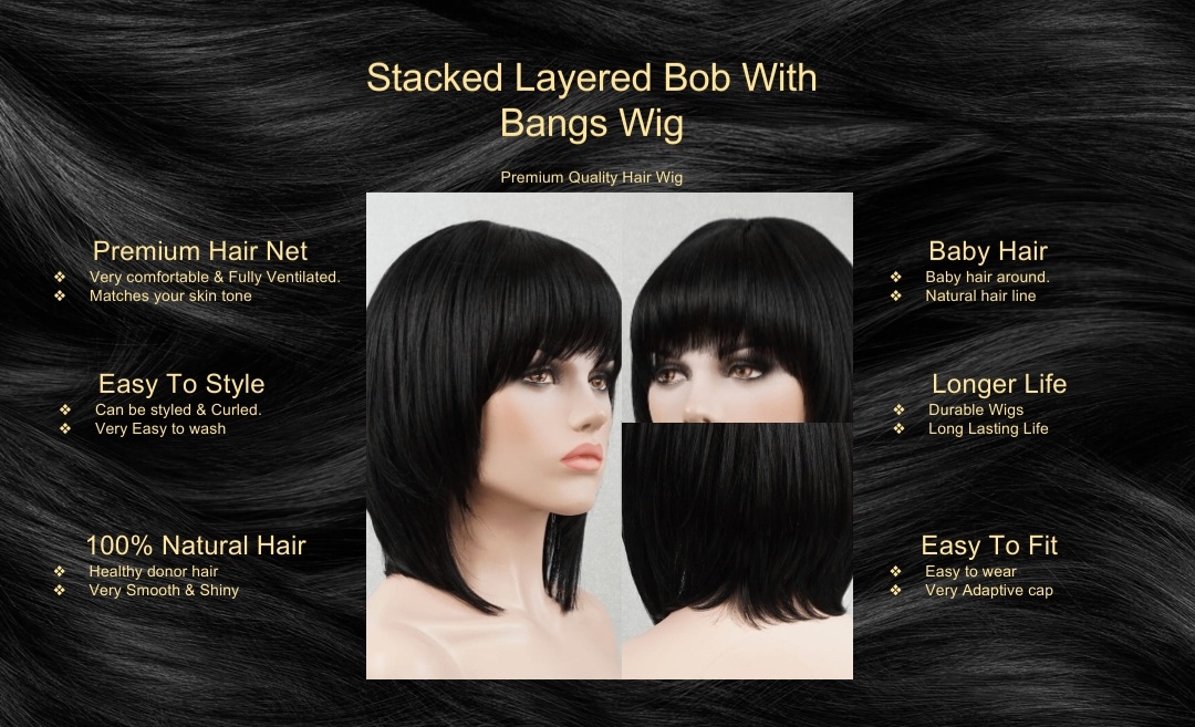 Stacked Layered Bob With Bangs Wig