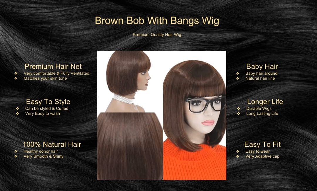 Brown Bob With Bangs Wig
