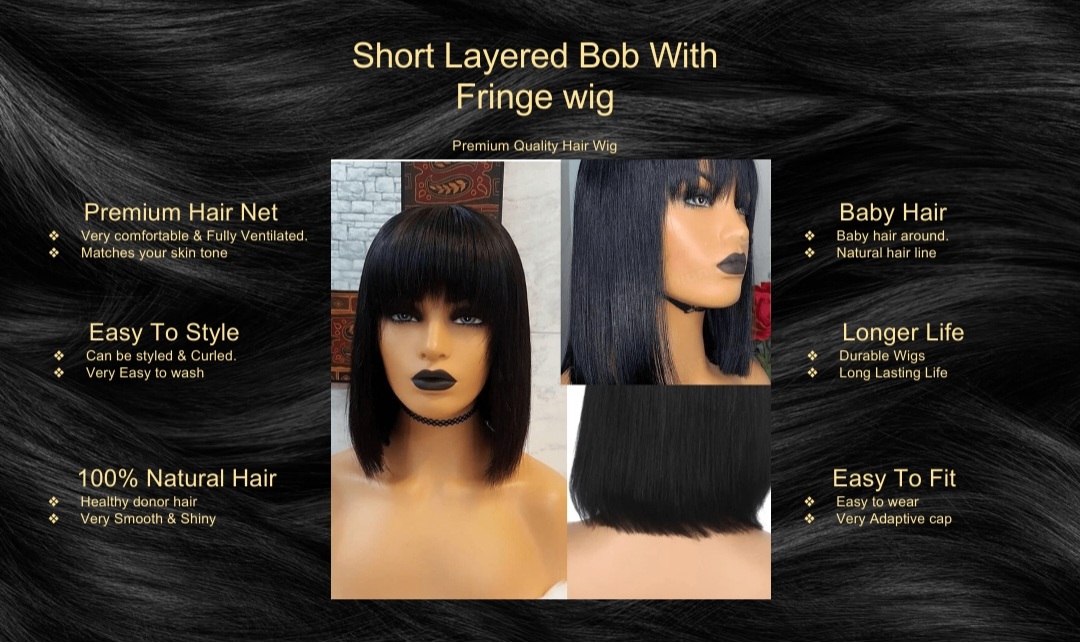 Short Layered Bob With Fringe wig