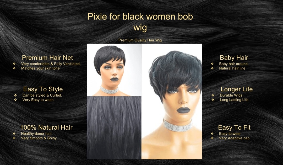 Pixie for black women bob wig