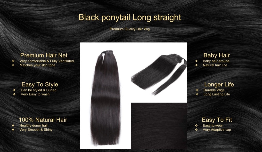 Black ponytail Long straight
