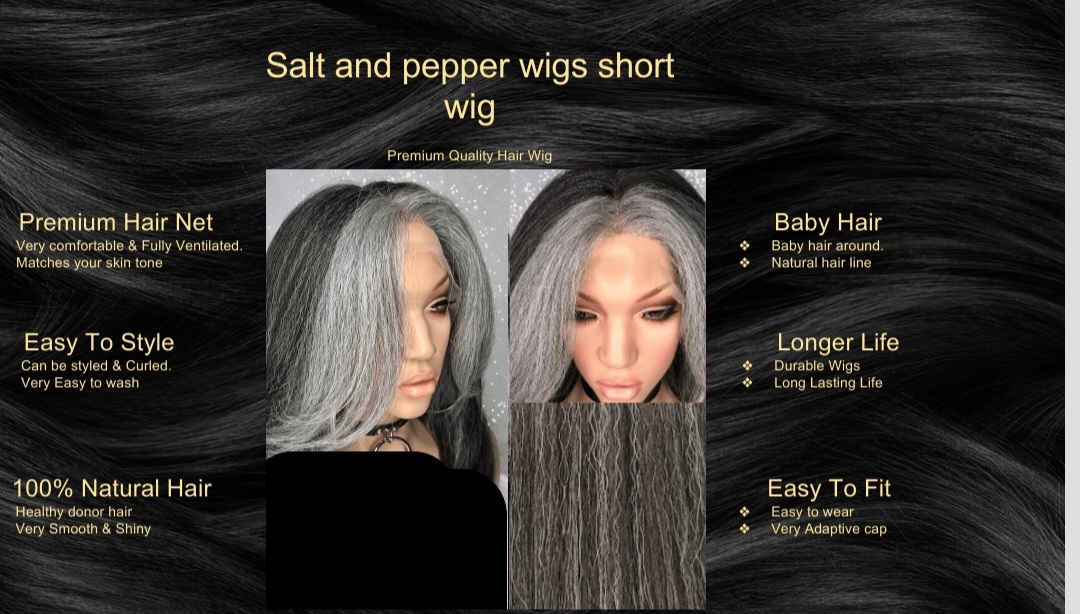 Salt and pepper wigs short wig