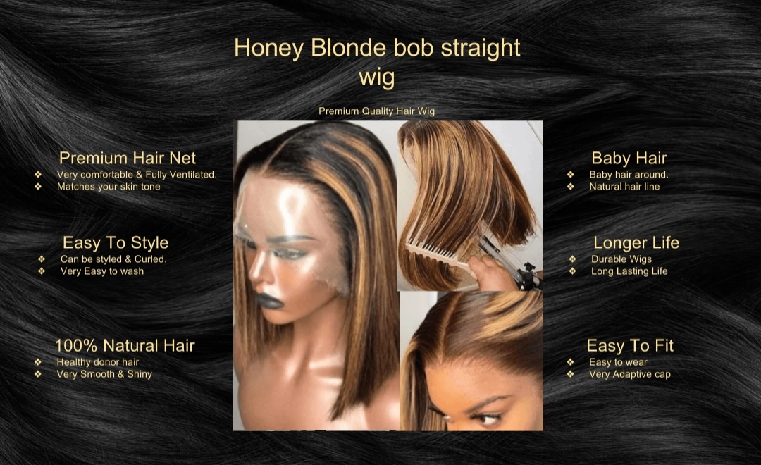Honey Blonde bob straight wig