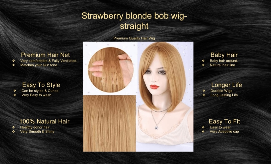 Strawberry blonde bob wig-straight
