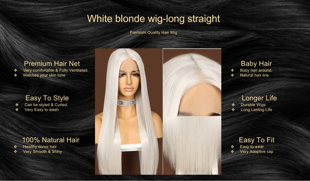 White blonde wig-long straight